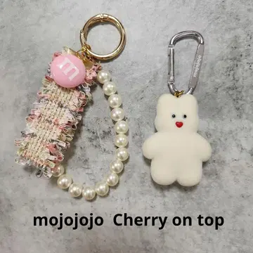 주렁주렁 키링 & mojojojo 화이트 토끼 핑크 m 초코