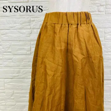 새상품급 SYSORUS 플레어 스커트 린넨 브라운 280-A