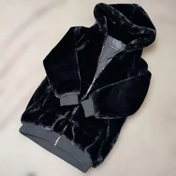 ZARA 인조 모피 후디드 블루종 블랙 L