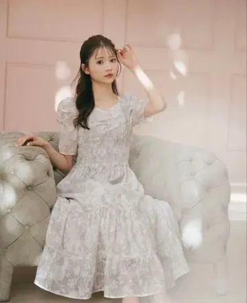 완판템 AnMILLE 안미르 Flower 셔링 핑크 롱 원피스