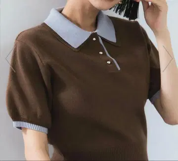 VIS 더블 칼라 반팔 폴로 니트탑