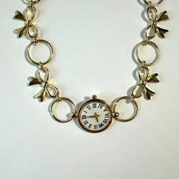 시계 목걸이 리본 모티브 골드 itimi vintage fairy