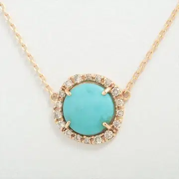 레어 초기 agete K10 터콰이즈 다이아몬드 0.13ct 목걸이