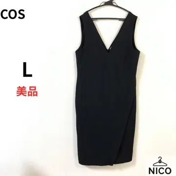 COS 코스 슬리브리스 원피스 블랙 V넥 무릎 기장 오피스