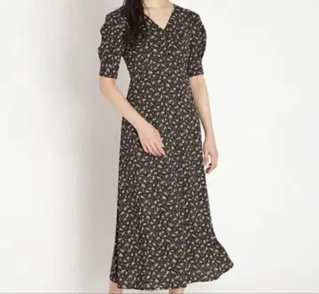 SNIDEL 꽃무늬 롱 원피스 퍼프 슬리브