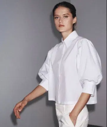 ZARA 퍼프 슬리브 셔츠 화이트 S