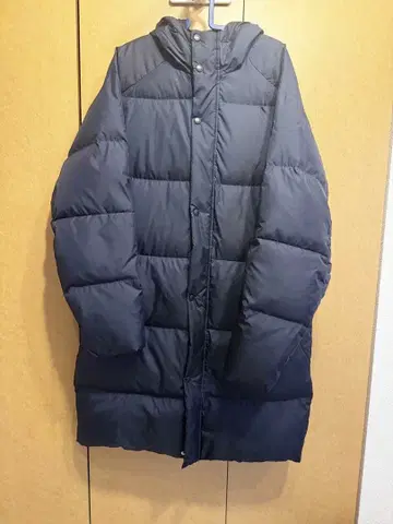 DESCENTE 다운 코트 XO 네이비 후드 부착 롱다운 남성용