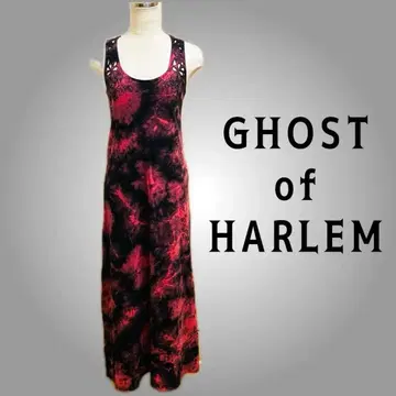 GHOST of HARLEM 맥시 길이 원피스 스컬 크로스 타이다이 패턴