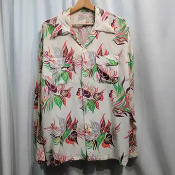 [ size:L ] 토요 선서프 M22503 플라걸 긴팔 하와이안 셔츠