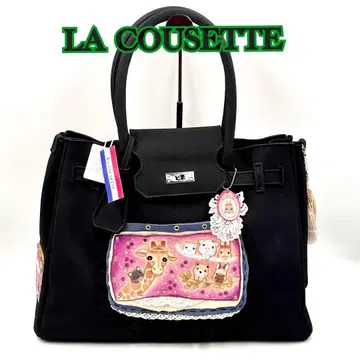 택 포함 새상품 LA COUSETTE 애니멀 모티브 백 블랙 대용량