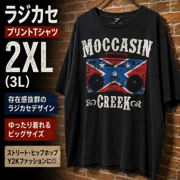 MOCCASIN CREEK 라지카세T 음악T 페이드 블랙 2XL