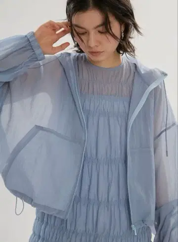 emmi 시어 나일론 블루종 [셋업 가능] 시어 후드티 에미