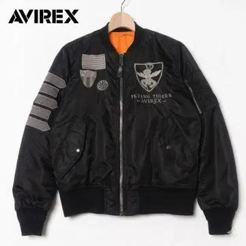 [ 초 레어 ] AVIREX 플라잉 타이거즈 자수 MA-1 자켓 M 블랙