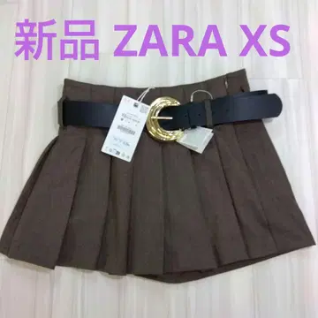 자라 ZARA 플리츠 벨트 큐롯 스커트 브라운 XS