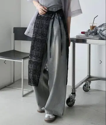[ forksy. ] 레이스 자수 x 오간자 랩스커트