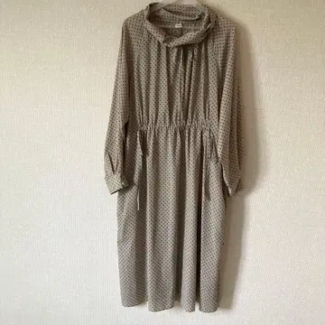 에린 롱 원피스 더블 드로스트 볼륨 넥 기하학 패턴 올 패턴