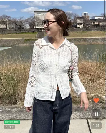 nugu mignon 레이스 포인트 칼라 가디건