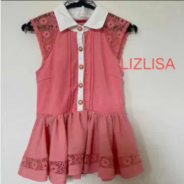 LIZ LISA 리즈리사 페플럼 상의 오렌지 꽃무늬 레이스 여름옷