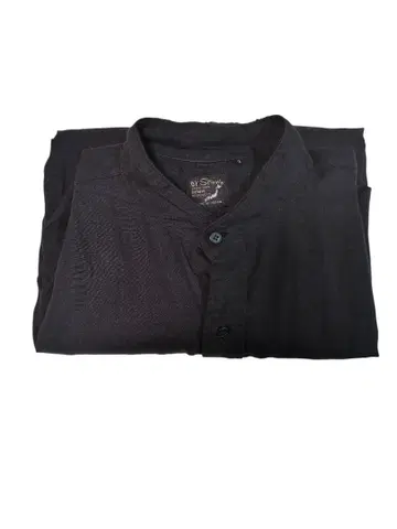 orSlow 린넨 스탠드 카라 셔츠 블랙 오버 사이즈