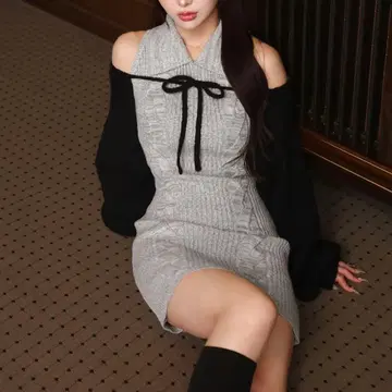 darich 숏 볼레로 니트 미니 원피스