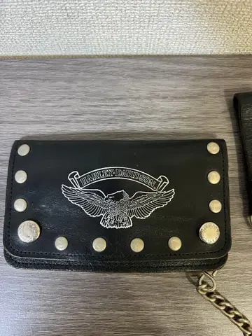 Harley-Davidson 가죽 지갑 스터드 체인 포함 90s