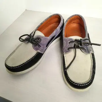 ETRO 에트로 페이즐리 무늬 데크 슈즈 42 가죽 스웨이드