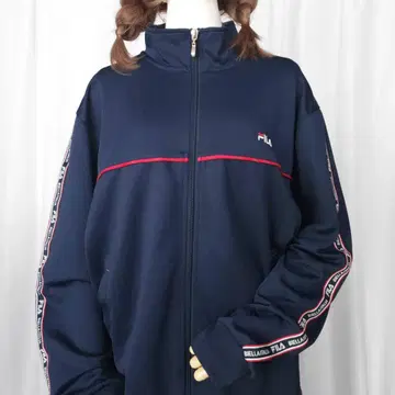 휠라 FILA 로고 테이프 저지 L 트랙 자켓 네이비 구제 의류
