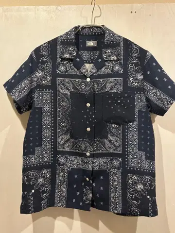 THE NORTH FACE 반다나 패턴 반팔 셔츠 네이비 M [ 새상품급 ]