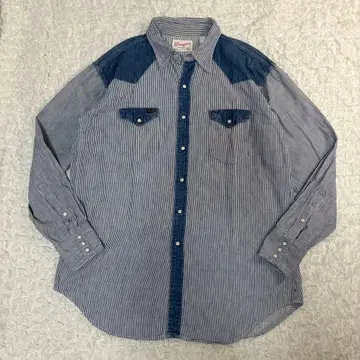 70's XL 랭글러 27MW 데님 절개 웨스턴 셔츠 USA 제