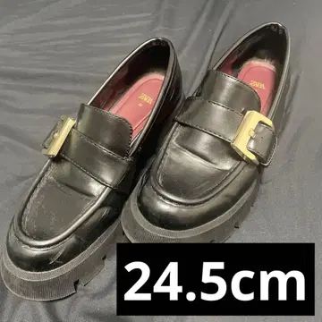 ZARA 통굽 로퍼 버클 블랙 39 24.5cm