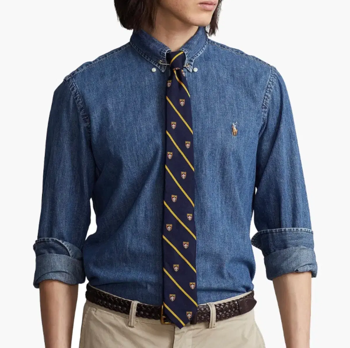 Authentic/New) Polo Ralph Lauren Blue Denim Shirt Chambray Blue Shirt (Unisex)