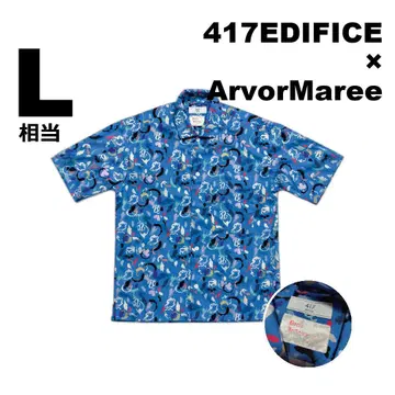 417 EDIFICE x Arvor Maree 올 패턴 반팔 셔츠 블루