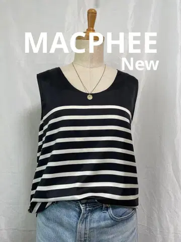 새상품 MACPHEE 보더 무늬 슬리브리스 사이드 버튼 부착 사이즈 36