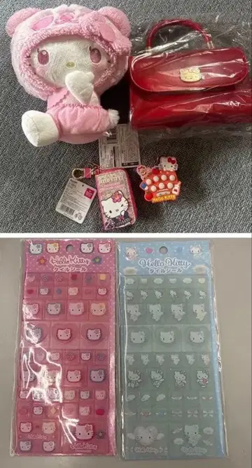 산리오 헬로키티 키티 봉제 인형 백 씰 6점 묶음 판매