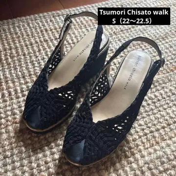 [ tsumori chisato WALK ] 통굽 샌들 블랙 S 사이즈