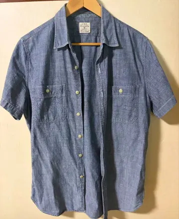 J.CREW 샴브레이 셔츠 반팔 블루 M