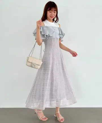 MAJESTIC LEGON 허리가 잘록한 플레어 원피스 스카이블루