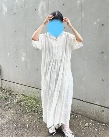 kuga handmade 린넨 오픈 카라 원피스