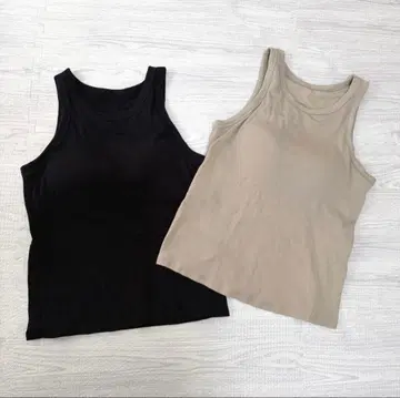 [새상품급] 유니클로 리브 브라탑 XL 블랙 베이지 2장 세트