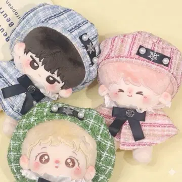 봉제인형 옷 트위드 베레모 까멜리아 이츠누이 핑크 블루