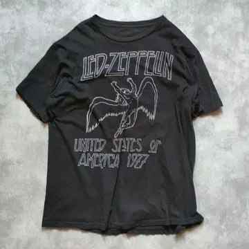 Led Zeppelin 1977 투어 티셔츠 블랙 L 사이즈