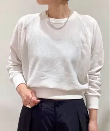 맥피 코튼 테리 크루넥 풀오버 화이트