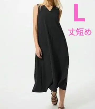 UNIQLO 울트라 스트레치 V넥 원피스 슬리브리스 L 기장 짧음