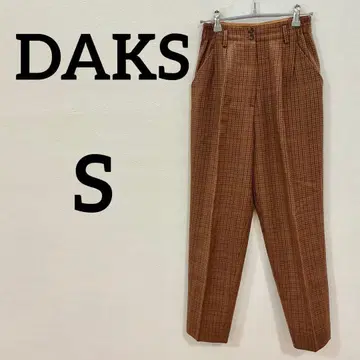 [ DAKS ] 체크 무늬 울 팬츠 테이퍼드 S