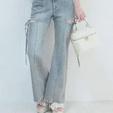 마제스틱 레곤 슬릿 비쥬 플레어 데님 팬츠 XS 블루