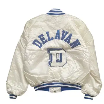 80s USA제 DELAVAN 나일론 바시티 자켓 화이트/파랑