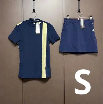 새상품 아디다스 골프 상하의 모크넥 셔츠 플리츠 스커트 네이비 S