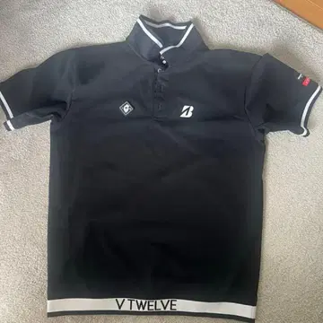 V12 Bridgestone 콜라보 피케 셔츠 블랙 L