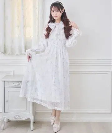 couture BY ROJITA 리본 무늬 시어 롱 원피스