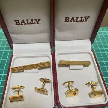 BALLY 커프스 링크 넥타이핀 세트 골드 컬러